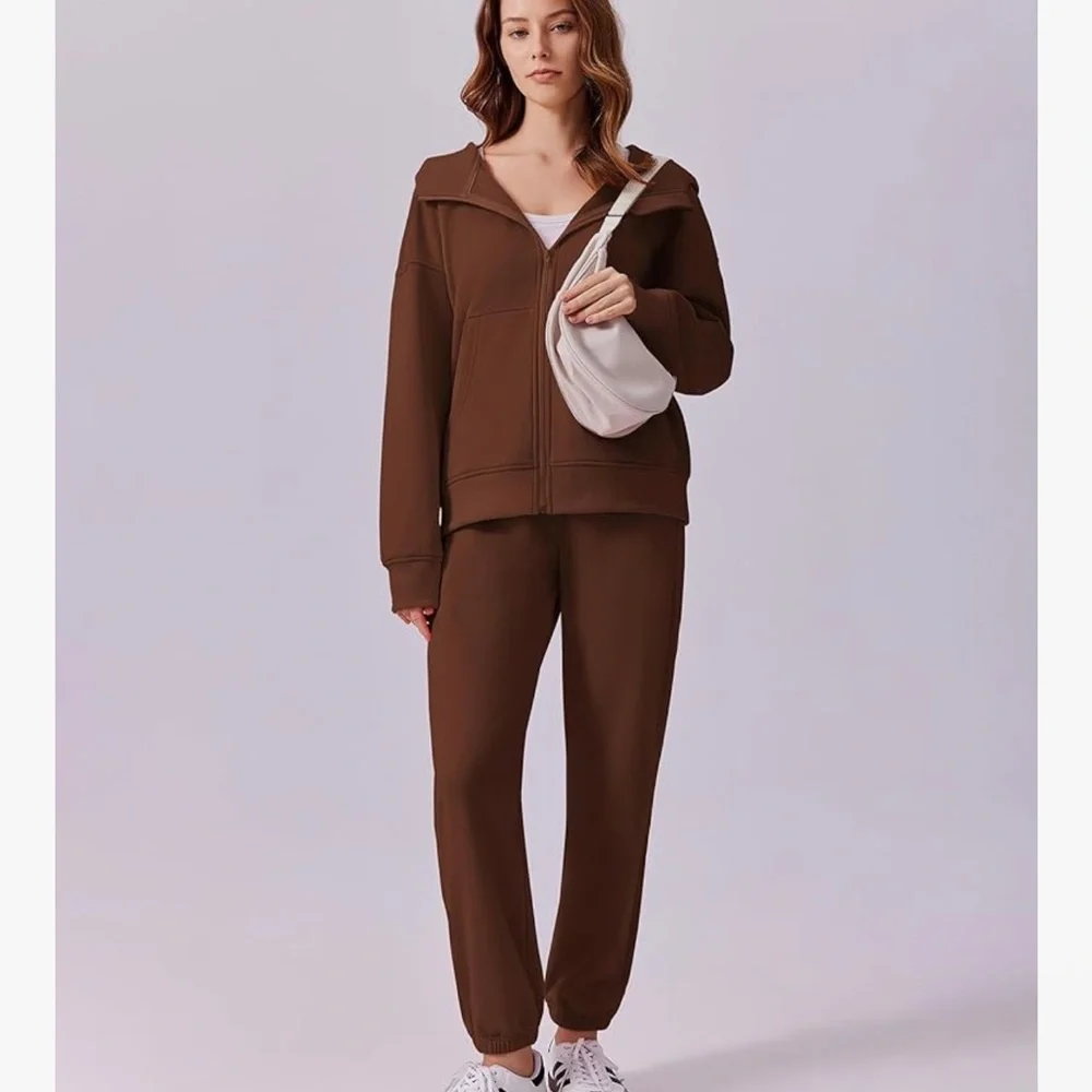 Brown Women's Hoodie and Pants Set - Picture 5 of 5